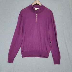 Vintage Martin Merino Wool/cotton Men's V-Neck Purple Sweater. 1/4 Zip